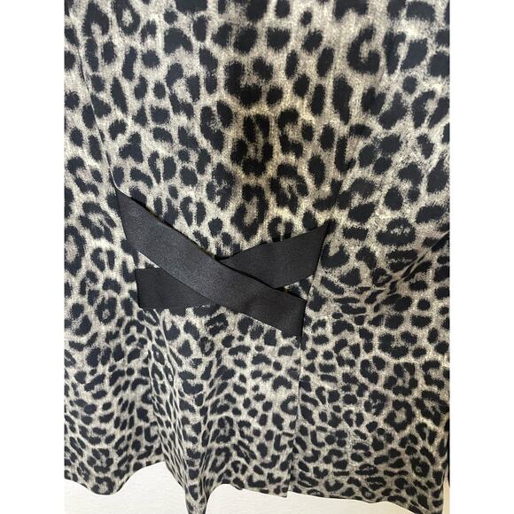 Cabi Leopard Print Gray & Black Ponte Knit Jungle Jacket One Button Blazer sz 4 - Picture 8 of 8